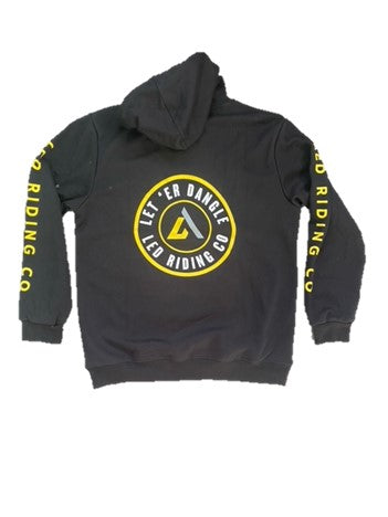Yellow Crest Logo Dangle Hoody in Black