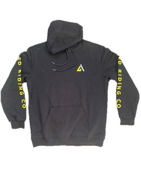 Yellow Crest Logo Dangle Hoody in Black