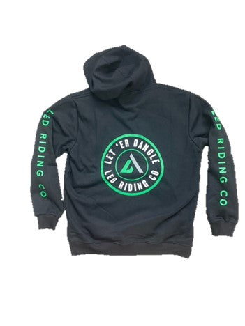 Green Crest Dangle Hoody in Black